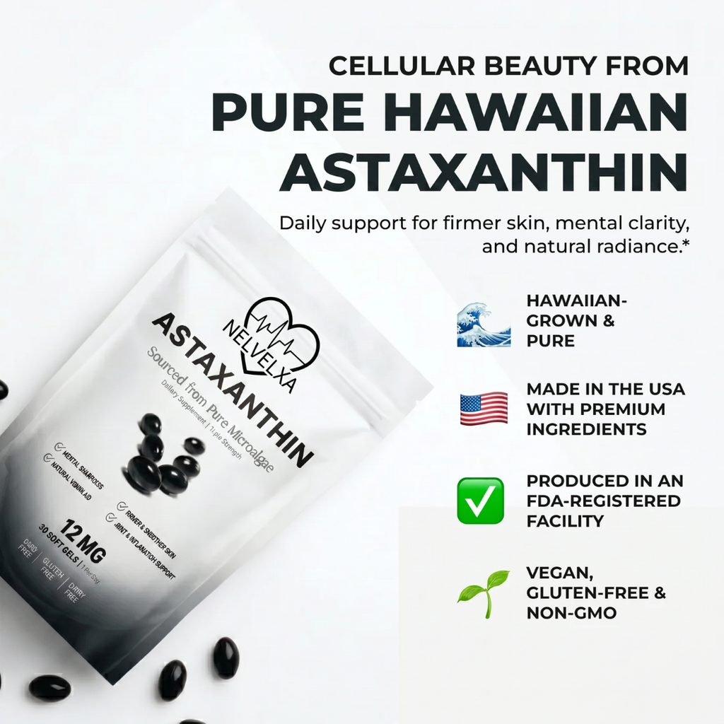 Nelvexa - Astaxanthin 12mg Softgels - Naturally Restores Circulation, Energy & Protects Vital Organs