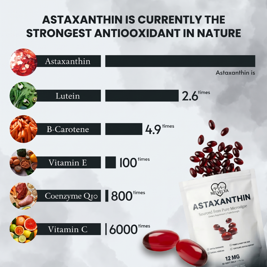 Nelvexa - Astaxanthin 12mg Softgels - Naturally Restores Circulation, Energy & Protects Vital Organs