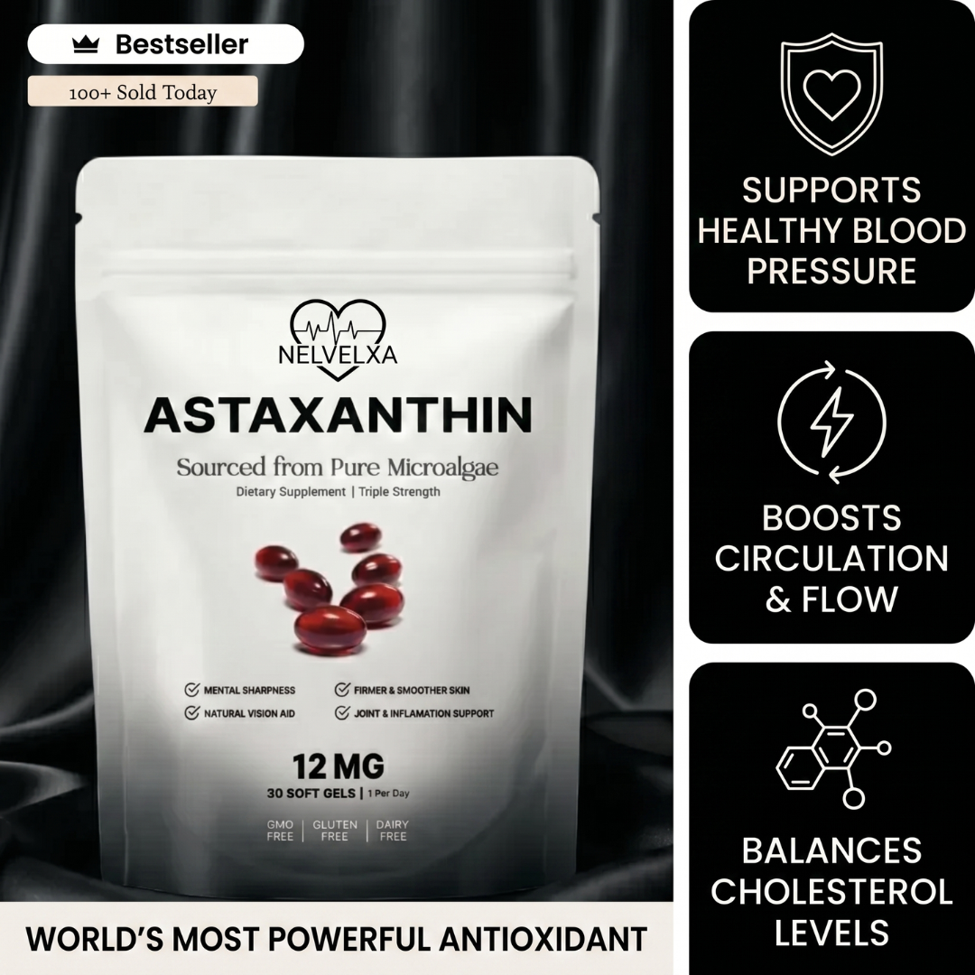 Nelvexa - Astaxanthin 12mg Softgels - Naturally Restores Circulation, Energy & Protects Vital Organs