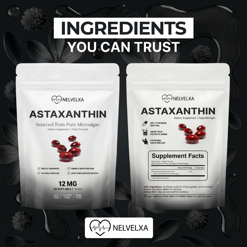Nelvexa - Astaxanthin 12mg Softgels - Naturally Restores Circulation, Energy & Protects Vital Organs